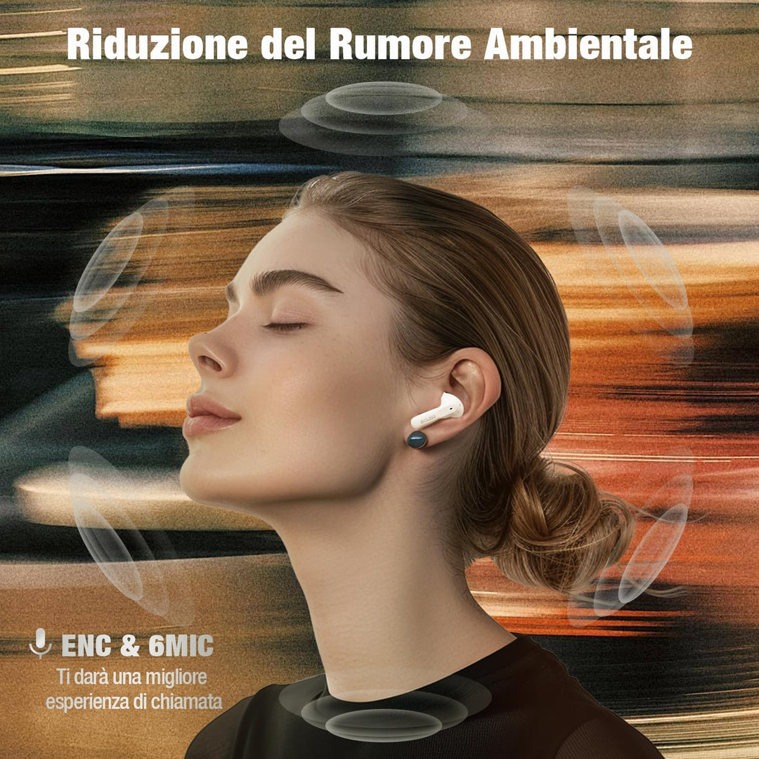 Bluetooth Kopfhörer in Ear, Kabellos Bluetooth Noise Cancelling Kopfhoerer mit 6 ENC Mic, Wireless E