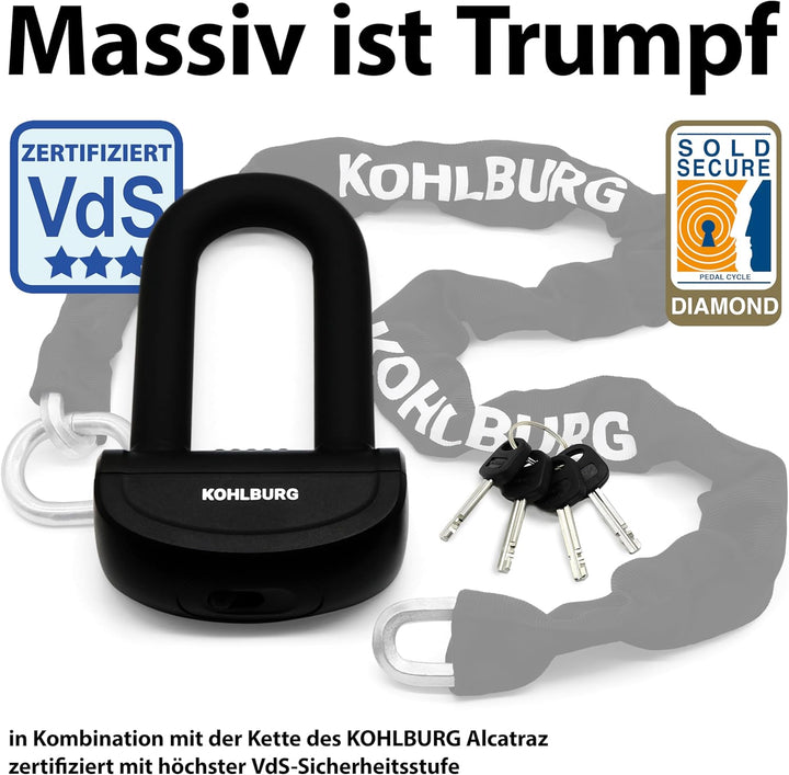 KOHLBURG sicheres Motorradschloss - Bremsscheibenschloss mit höchster Sicherheitsstufe 10plus von 10