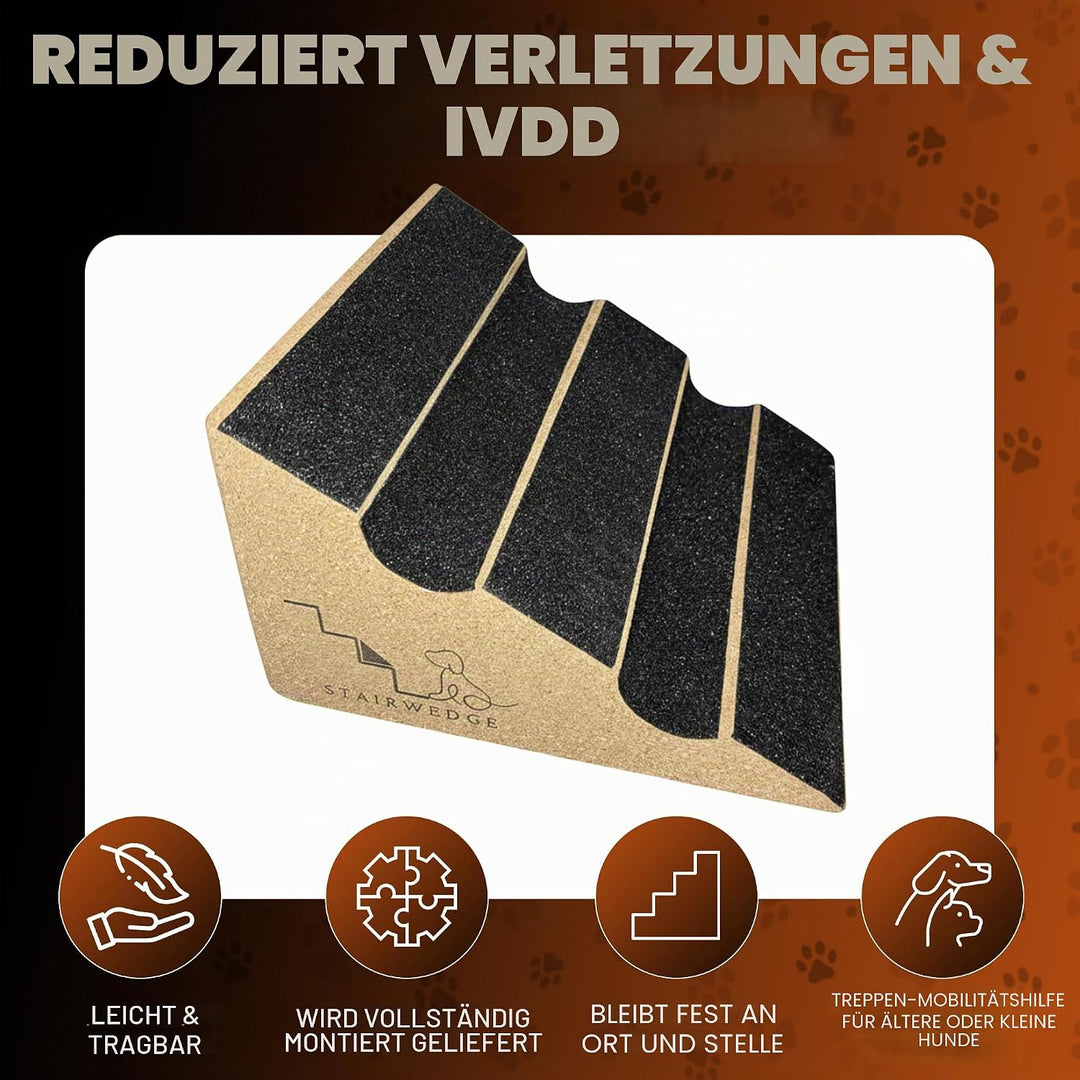 Hundetreppe – Einzelne, weiche Teppichrampe für Haustiere, geriffelte Sicherheitsstufe für sicheres