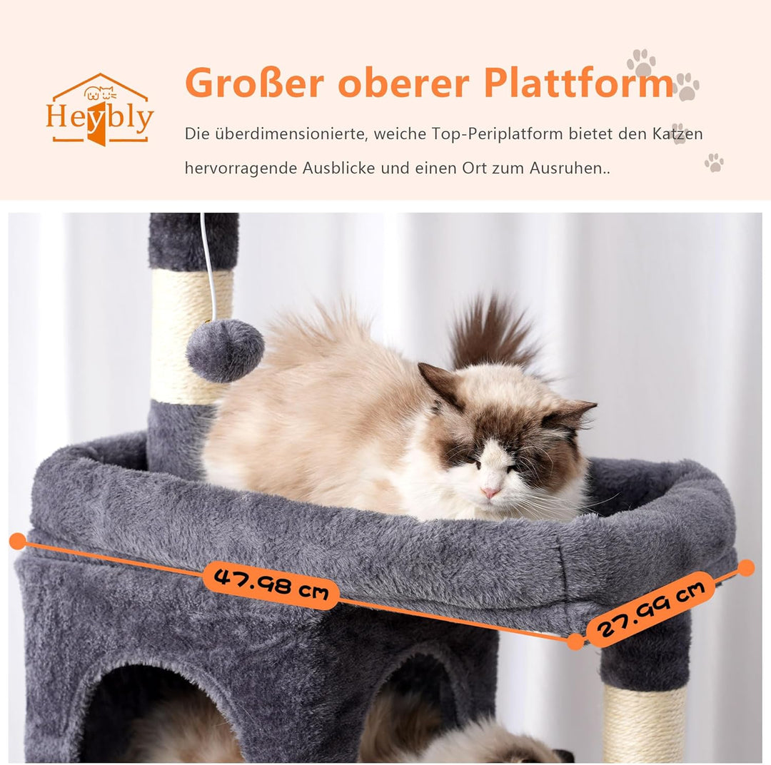 Heybly Kratzbaum, 178 cm Hoch, kratzsäule für Indoor Katzen, Mehrstöckiger Katzenkratzbaum mit 8 Kra