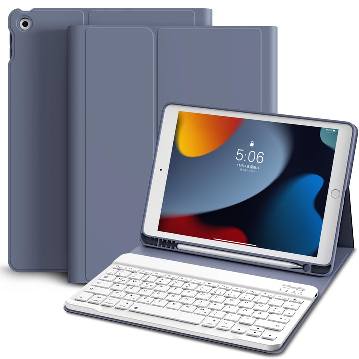 Hülle mit Tastatur für iPad 9. / 8. / 7. Generation 10,2 Zoll 2021/2020/2019, Bluetooth Magnetisch Q