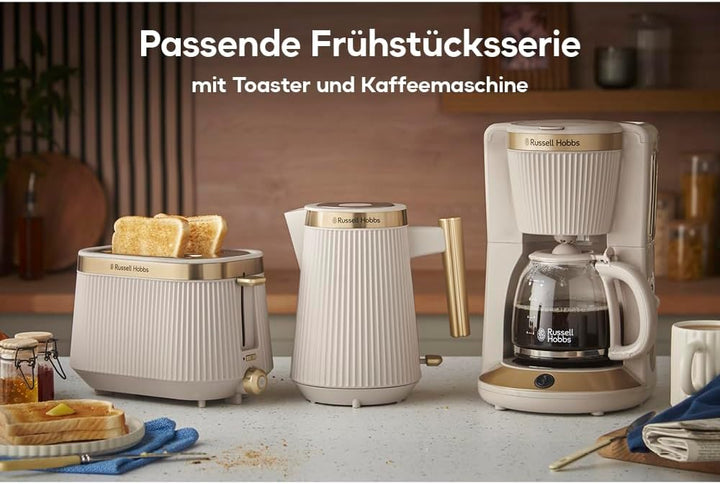 Russell Hobbs Wasserkocher [1,7L, 2400W] Brontë Stone (Mattes Design, Goldakzente, Ausgusstülle, Was