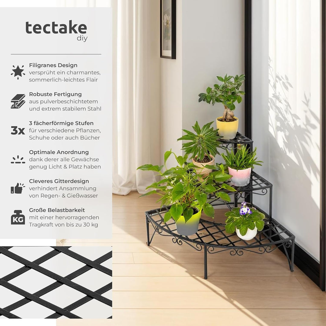 TecTake Pflanzentreppe Blumenbank 3 Stufen - belastbar bis 30 kg - ca. 60x60x60cm - Diverse Modelle