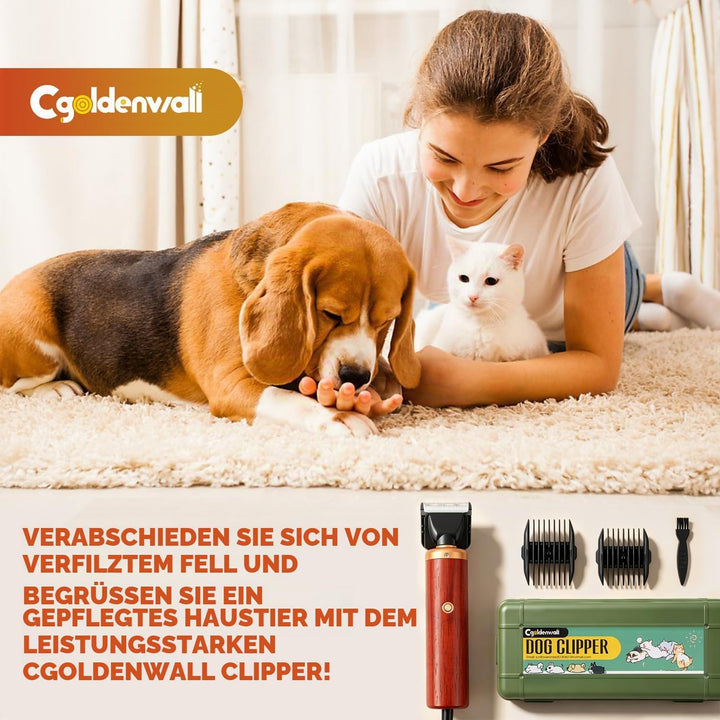 CGOLDENWALL Hundeschermaschine Leise Profi 55W, Geräusch- Und Vibrationsarm Katze Tierhaarschneider,