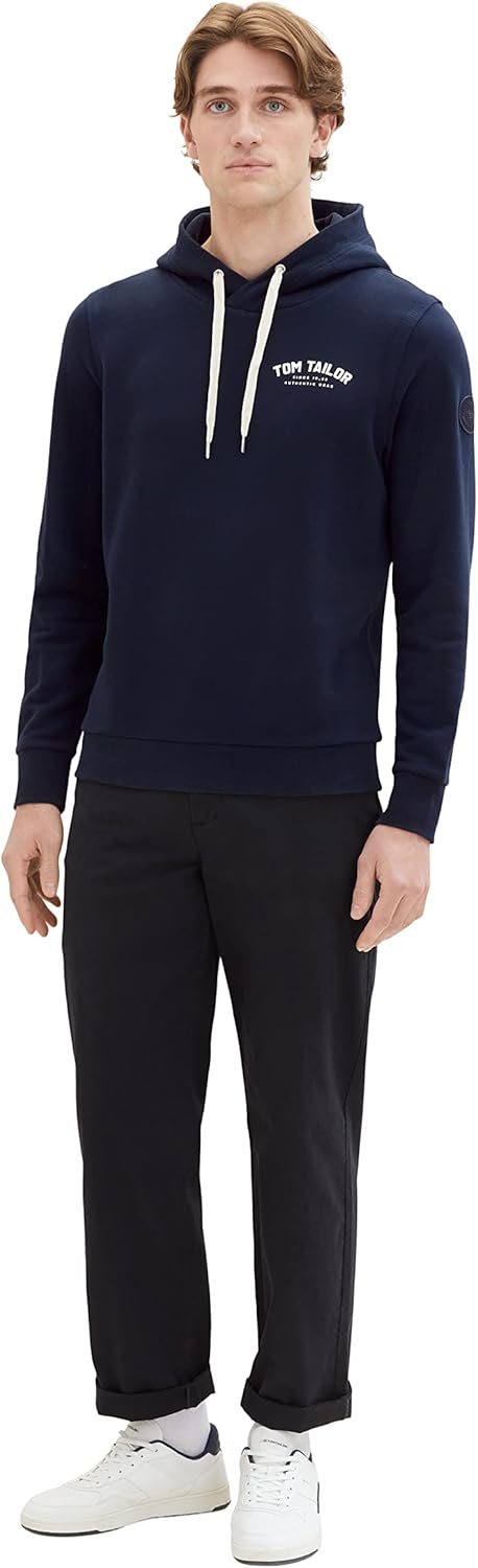 TOM TAILOR Herren Sweatshirt Hoodie mit Logo-Print S 10668 - Sky Captain Blue, S 10668 - Sky Captain
