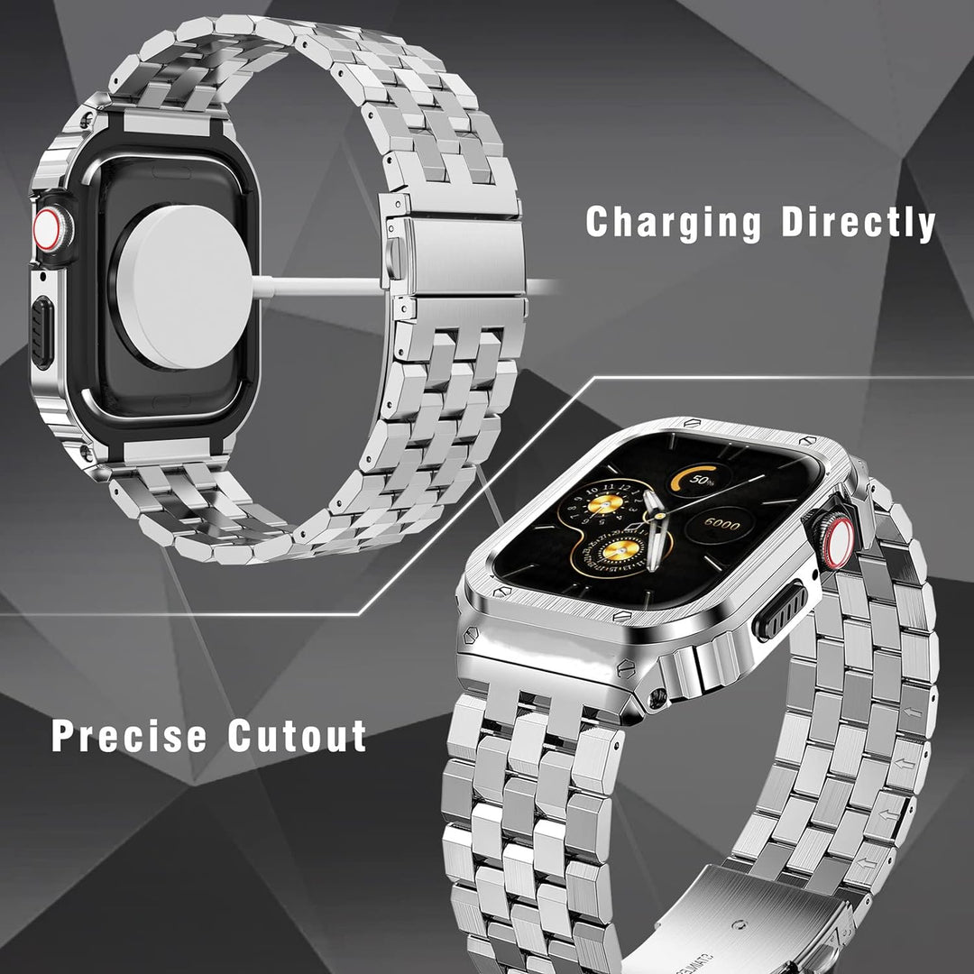HASLFM Apple Watch Armbänder Kompatibel für iWatch Serie 6/5/4/SE/3/2/1(44mm/42mm), Edelstahl Apple
