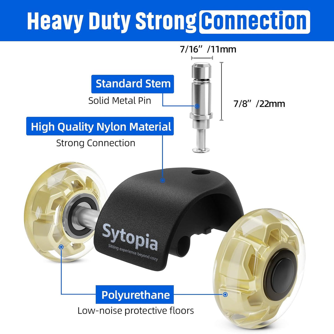Sytopia Universal Bürostuhlrollen, 5er Set Bürostuhl Rollen 11x22MM, Perfekte Leise Gummirollen für