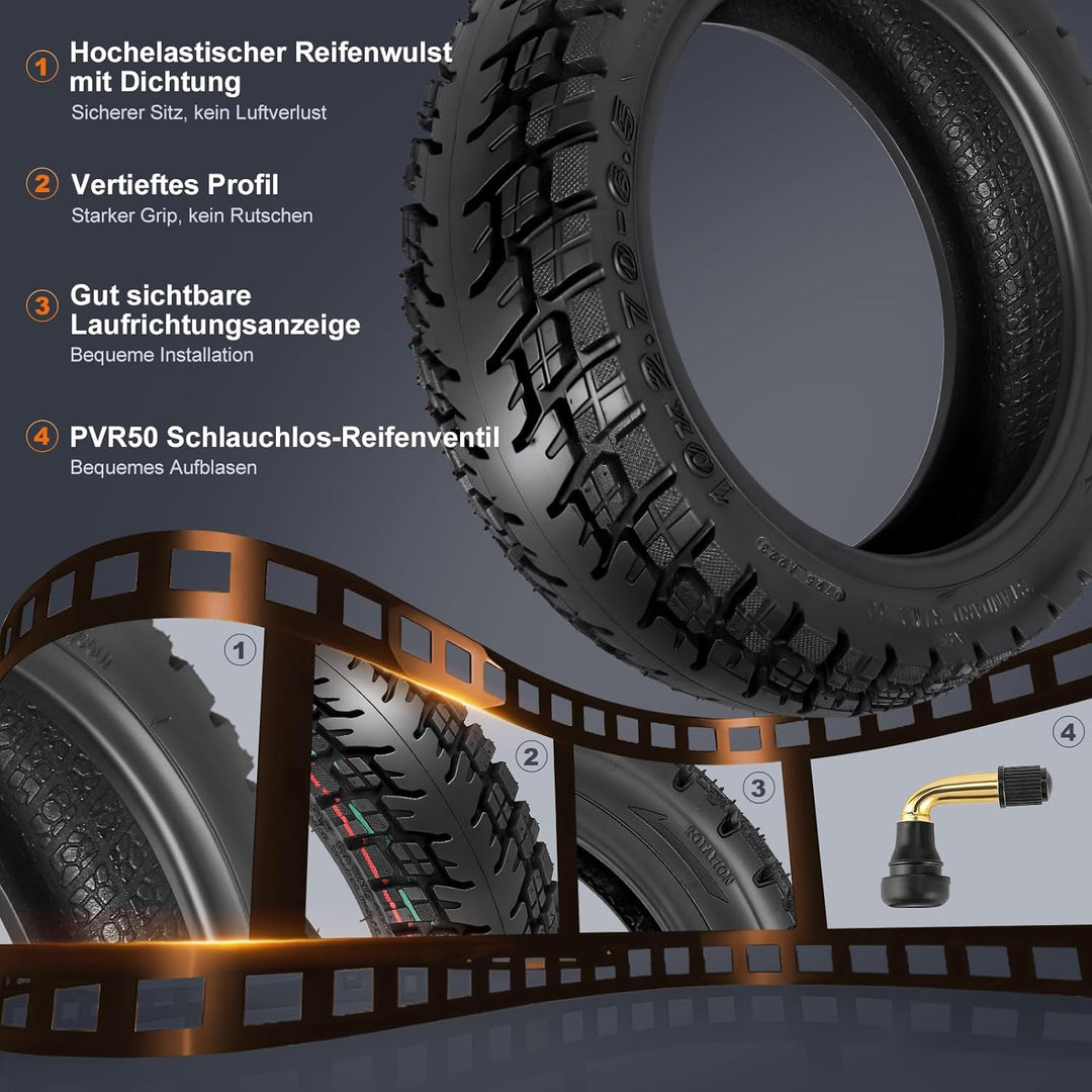 10x2,7-6,5/10x2,75-6,5 Off-Road Tubeless Ersatzreifen für KuKirin G3/Kukirin G2 Master(2025)/Smartgy