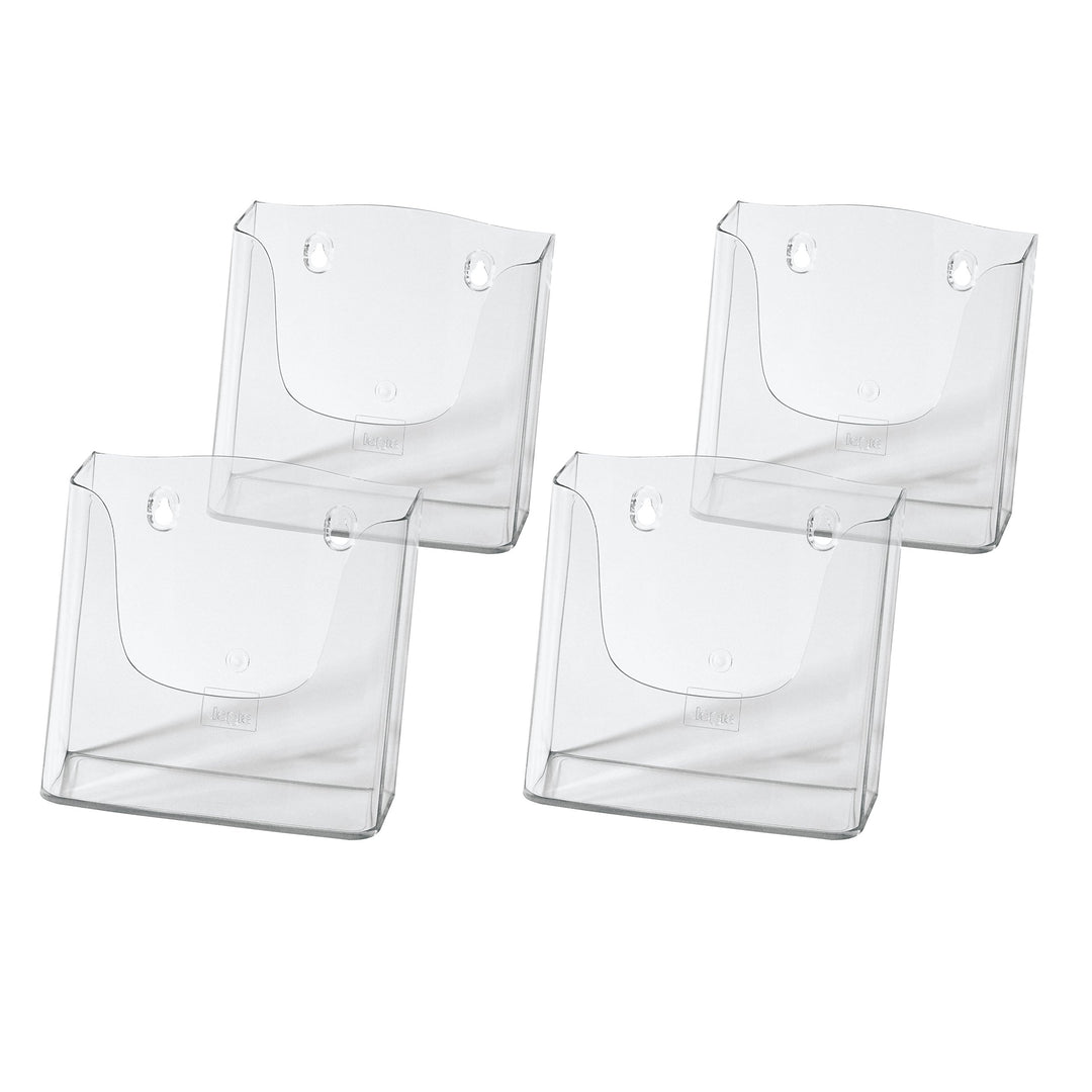 SIGEL LH116/4 Wand-Prospekthalter für DIN A5, aus Acryl, transparent, 4er Pack für DIN A5 4 Stück, f