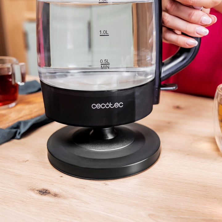 Cecotec Elektrischer Wasserkocher 1,7L ThermoSense 320 Clear, 2200W, Borosilikatglas, Leuchtanzeige,