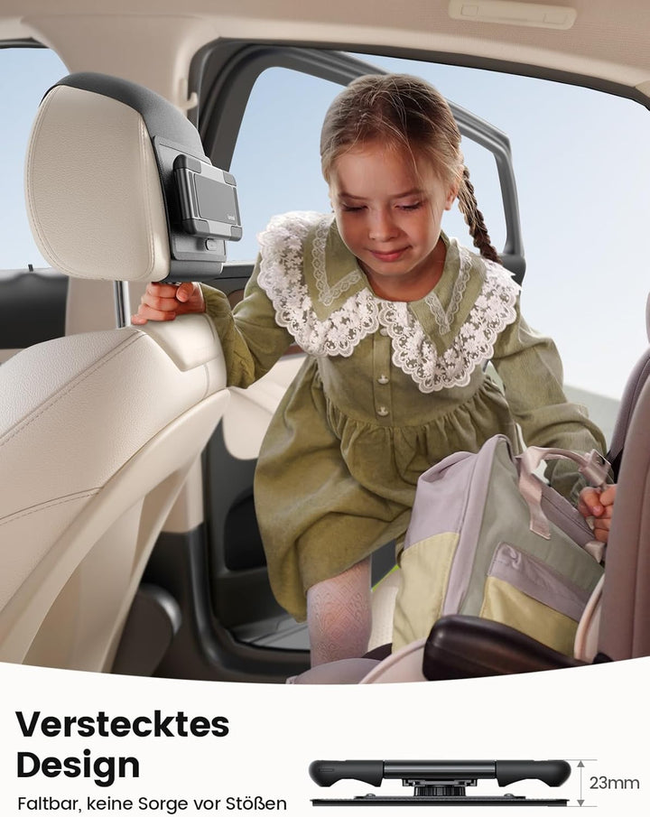 Lamicall Tablet Halterung Auto Kopfstütze - [Faltbare Dicke Tablet-Klemme] 360° Drehung Tablethalter
