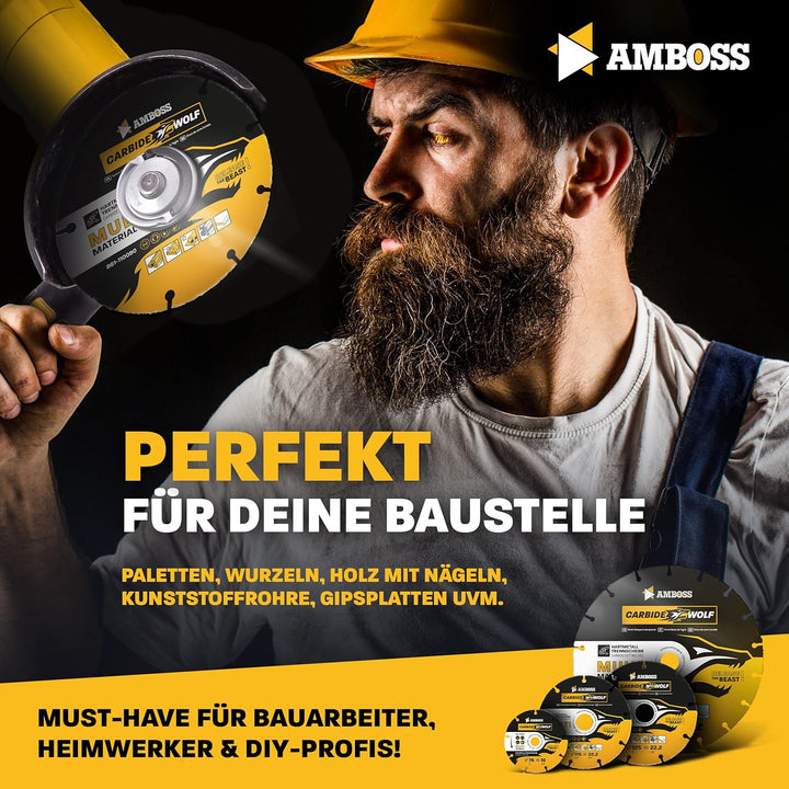 Amboss Carbide Wolf Ø 230mm - Multi Hartmetall Trennscheibe für Winkelschleifer (Flex,Bosch uva) - H