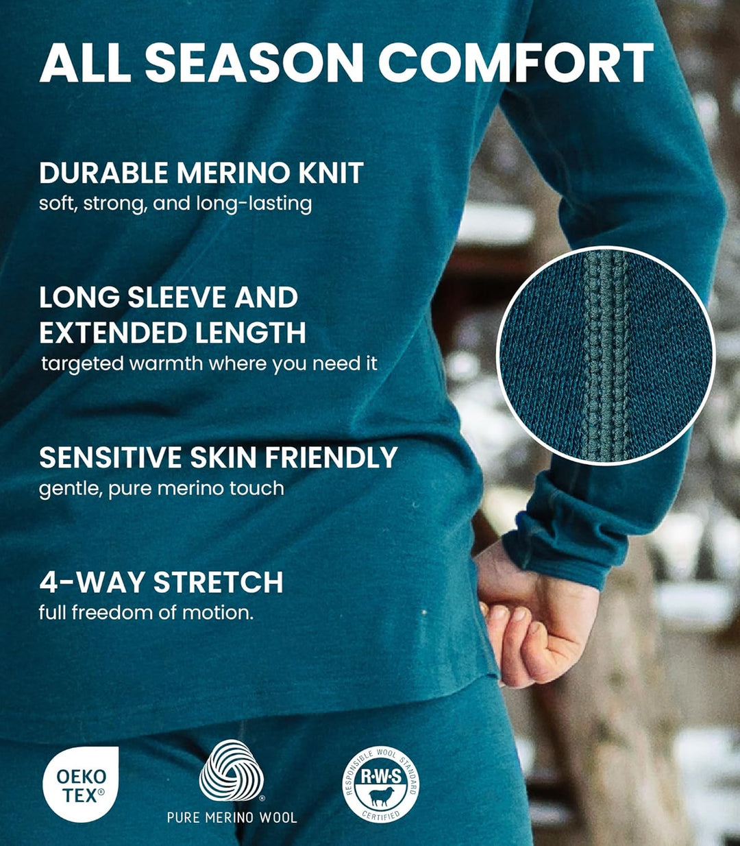 Merino.tech 100% Merino Unterwäsche Herren Set - Leicht, Mittelgewicht, Thermounterwäsche Merinowoll