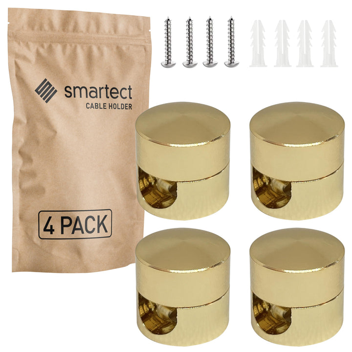 smartect Aluminium Wand- und Deckenpins für Textilkabel [4 Stück, Gold] Deckenbefestigung mit Schrau