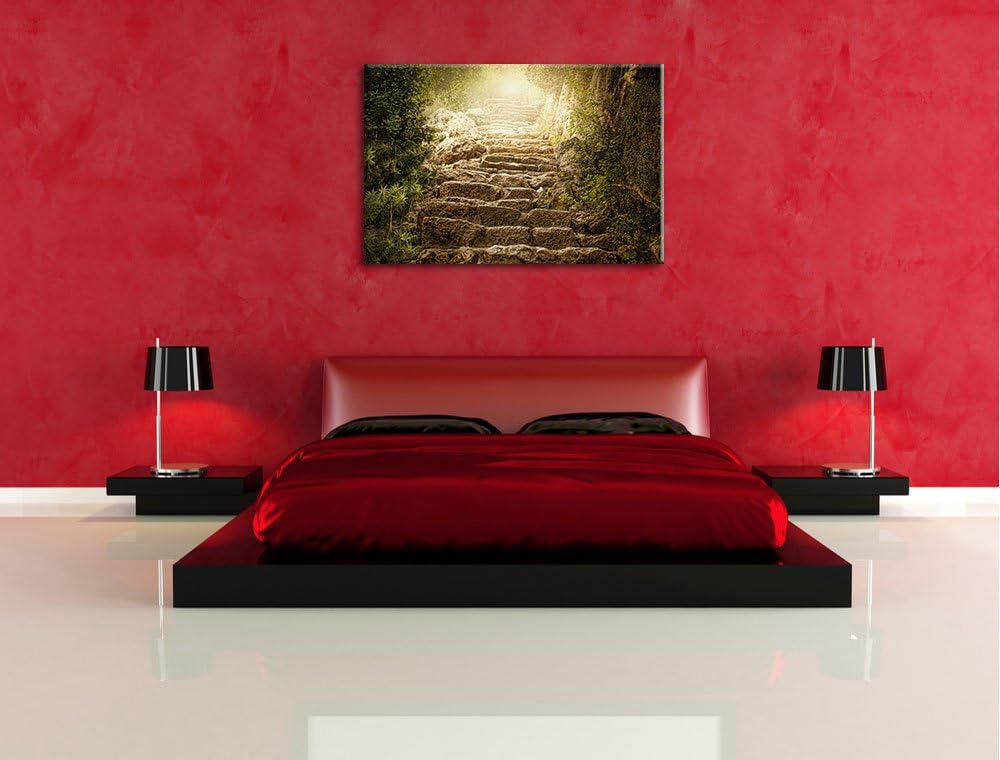 Schöne alte Steintreppe Format: 100x70 auf Leinwand, XXL riesige Bilder fertig gerahmt mit Keilrahme