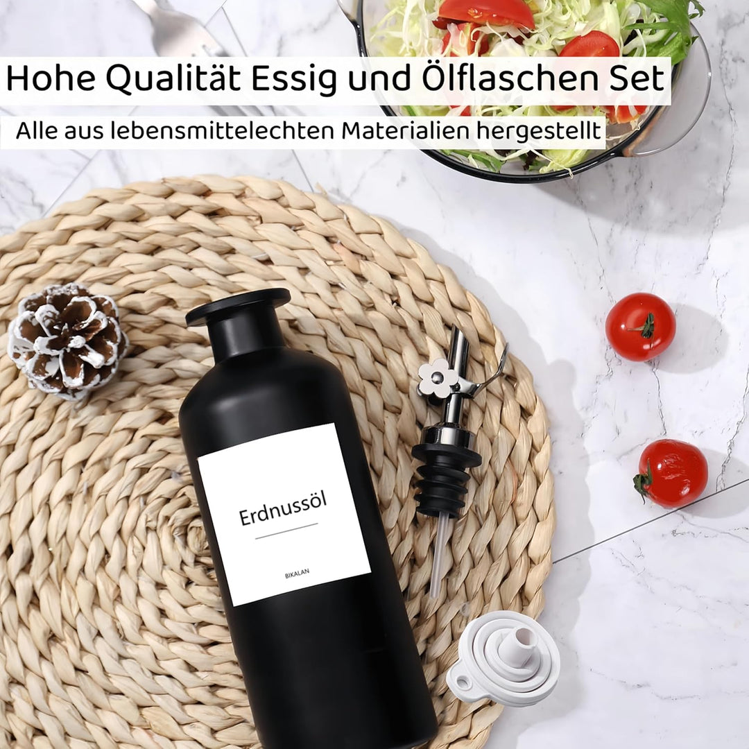Essig und Ölflaschen Set, 500ml x 2 Ölflasche, Olivenöl Flasche Set, Ölspender, Automatisches Öffnen