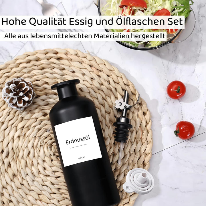 Essig und Ölflaschen Set, 500ml x 2 Ölflasche, Olivenöl Flasche Set, Ölspender, Automatisches Öffnen