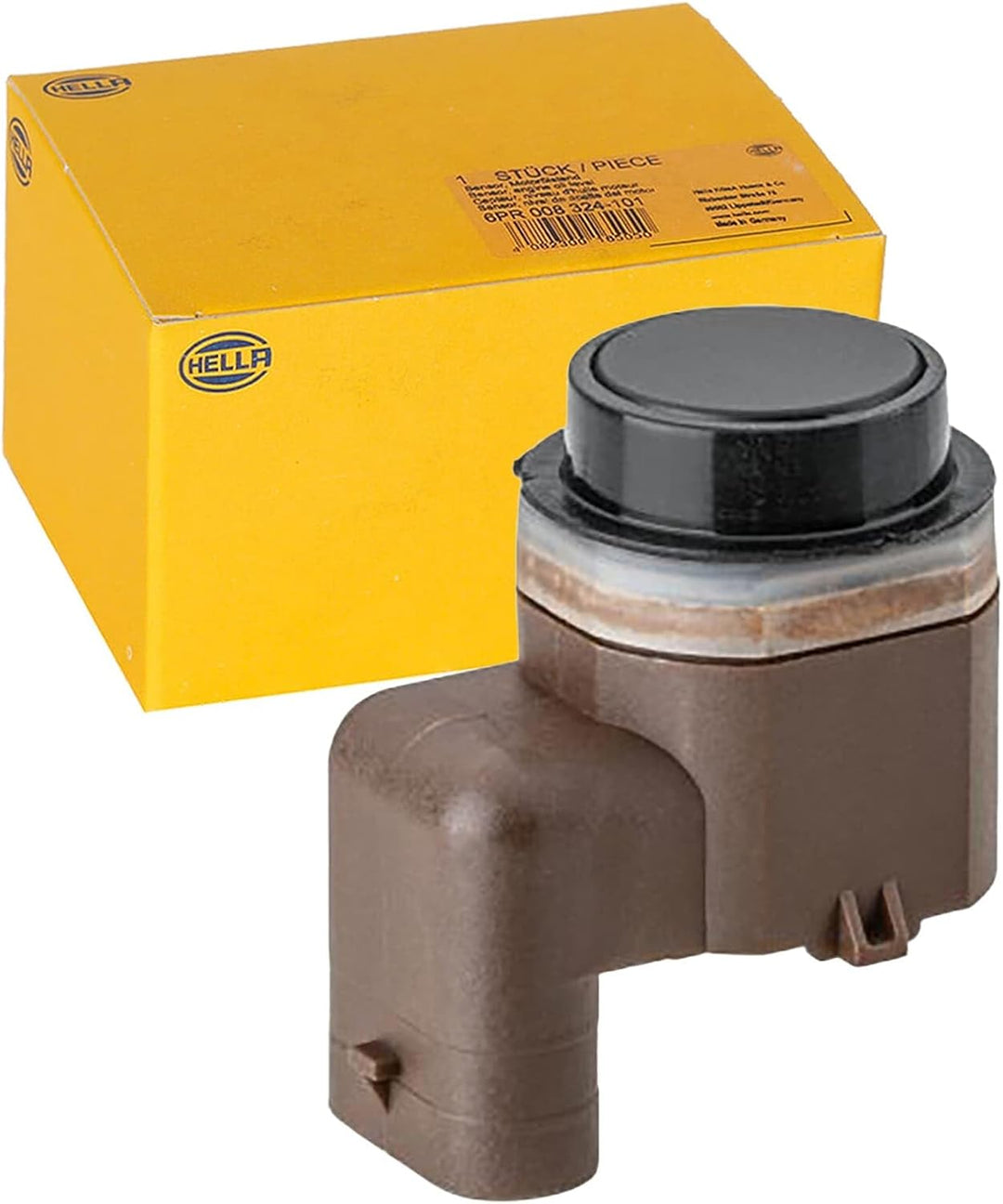 HELLA 6PX 358 141-821 Sensor, Einparkhilfe - gewinkelt - 3-polig - gesteckt - überlackierbar - mit B
