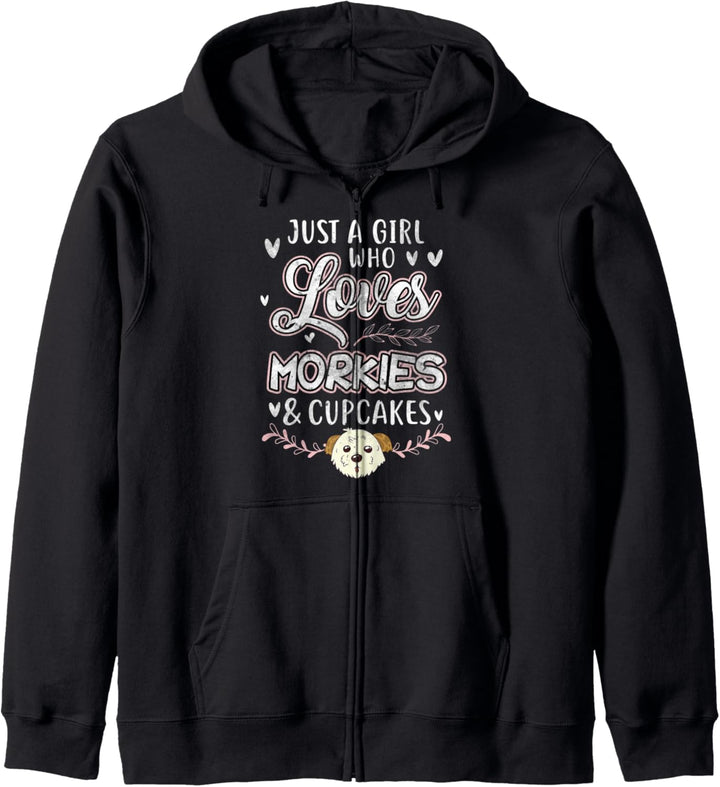 Just A Girl Who Loves Morkies And Cupcakes Birthday Girls Kapuzenjacke