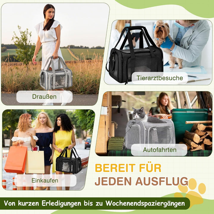 ALLSOPETS Hundetasche Flugzeug, Faltbare Weiche Tiertragetasche für Kleine Hunde & Katzen, Tragetasc
