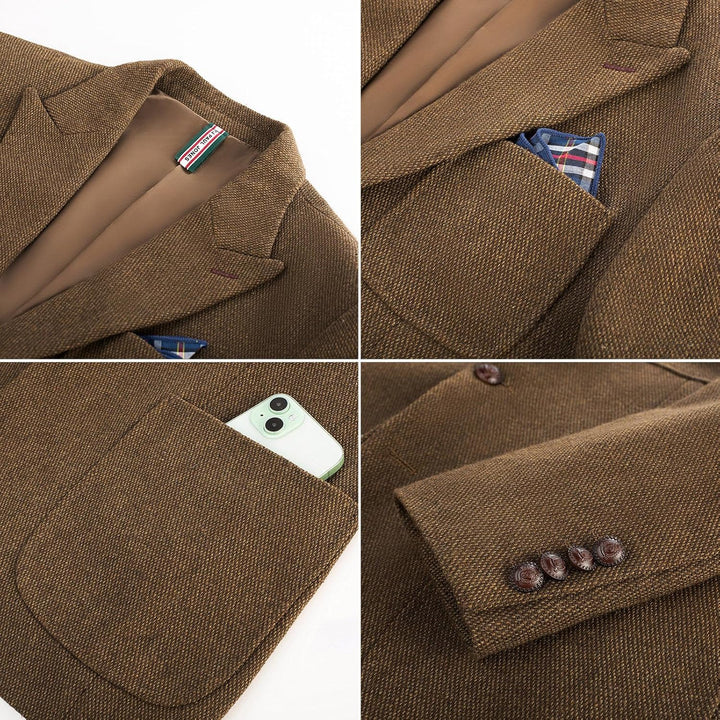 PJ PAUL JONES Sakko Herren 2 Knöpfe Tweed Wolle British Blazer Regular Fit Business Anzugjacke Männe