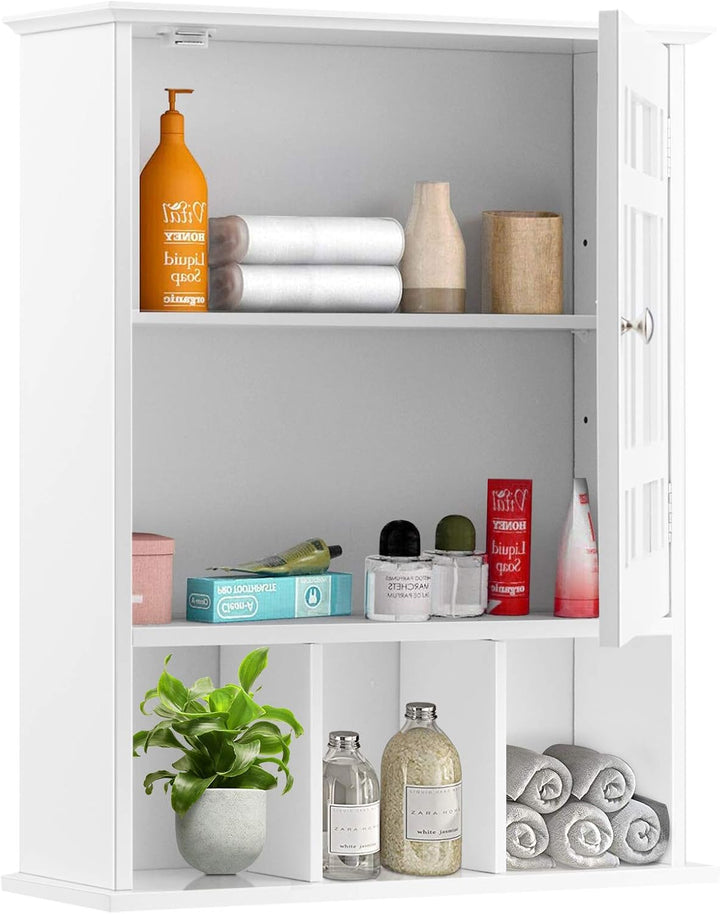 GOPLUS Spiegelschrank mit Ablage, Badschrank mit verstellbarem Einlegeboden, Küchenschrank Hängeschr