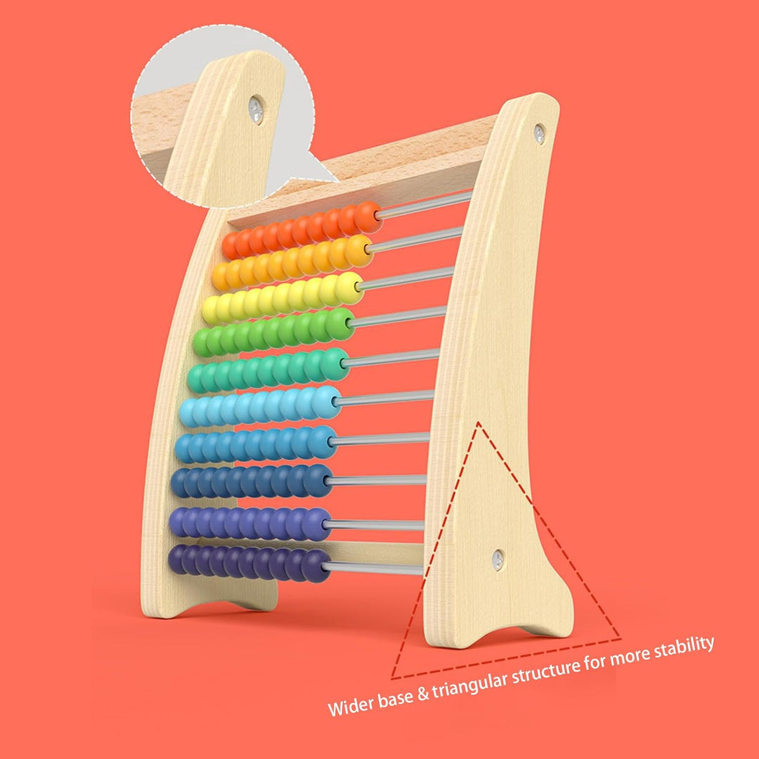 aus Holz, Mathematik, Mathematikspielzeug aus Holz - Rahmen zum Zählen in 10 Reihen mit Perlen - Leh