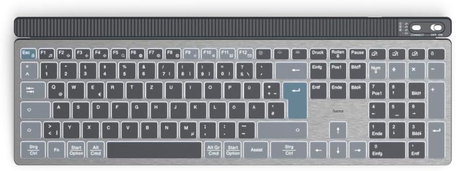 Hama Tastatur-Maus-Set kabellos WKM-750 (Multi-Device 1x Funk, 2X Bluetooth für PC, Laptop, Tablet,