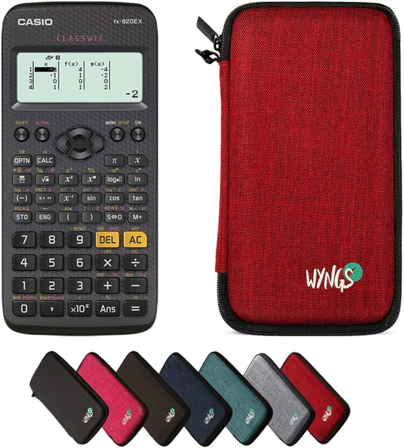 CALCUSO Sparpaket: Casio FX-82DE X technisch-wissenschaftlicher Taschenrechner + WYNGS Schutztasche