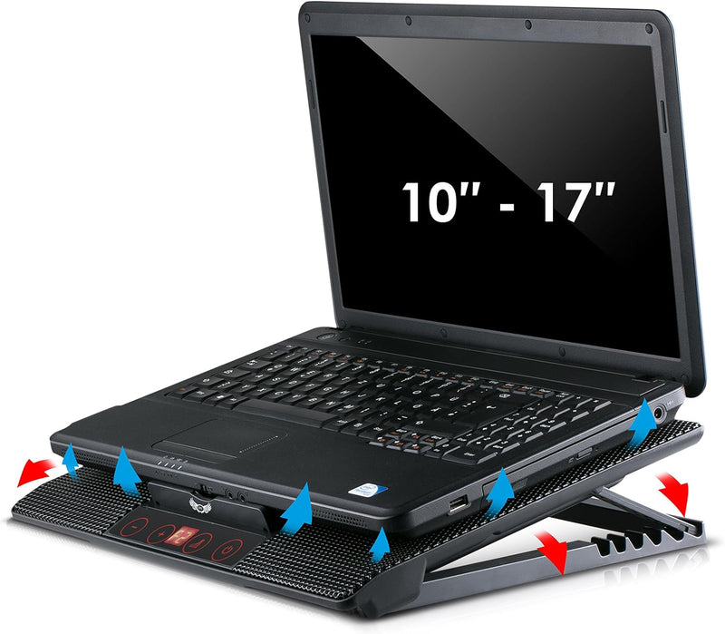 skgames Notebook Laptop Kühler Gamer Ständer Unterlage für 10-17 Zoll, 6 x LED Lüfter, LCD Lüfterste