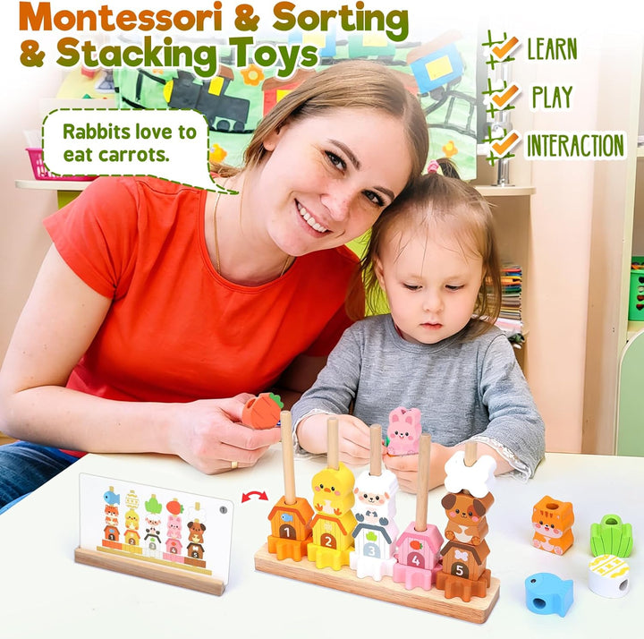 Montessori Spielzeug ab 2 3 4 Jahre: Geschenk Mädchen 2-5 Jahre Junge Holzspielzeug Fädelspiel Baust