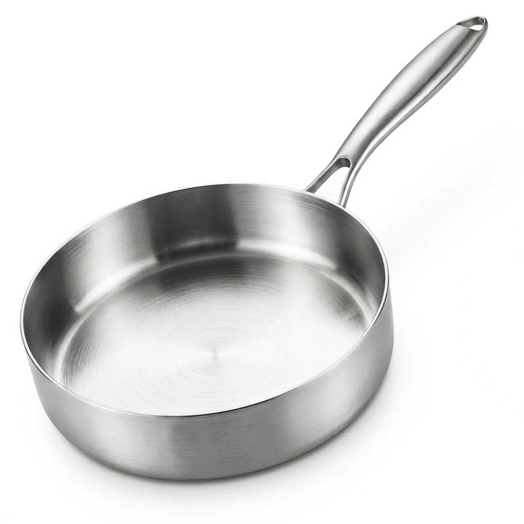 Pfanne Edelstahl Bratpfanne Edelstahlpfanne Metallgriff, Gleichmässige Wärmeleitung, Universelle Küc