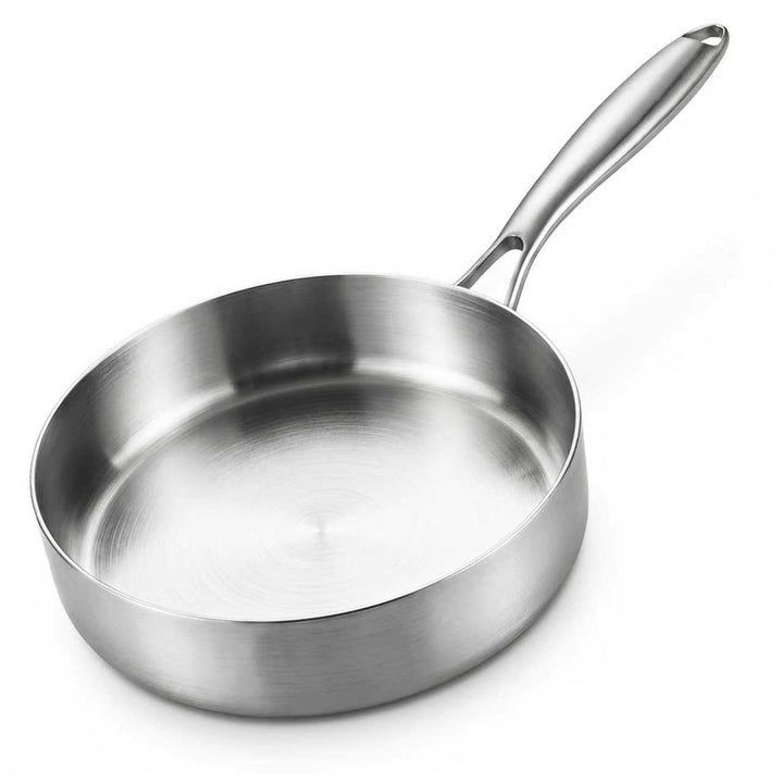Pfanne Edelstahl Bratpfanne Edelstahlpfanne Metallgriff, Gleichmässige Wärmeleitung, Universelle Küc