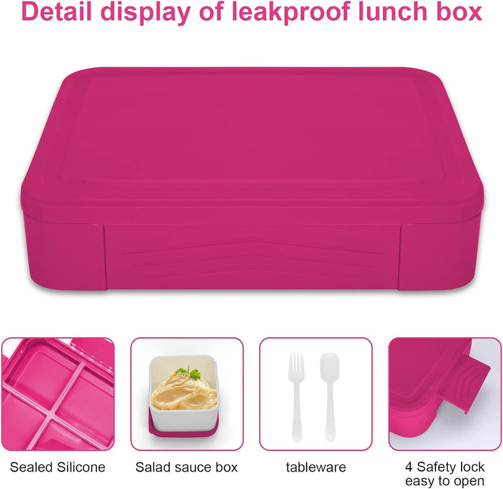 IJIAMY Brotdose Kinder mit Fächern, 1300ml Jausenbox Kinder, Auslaufsicher Bento Box, Lunchbox Kinde