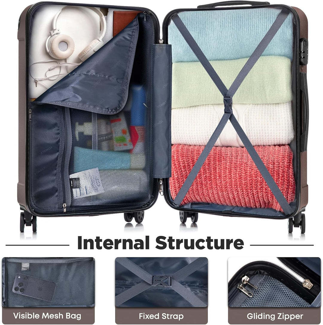 Kabinenkoffer mit abnehmbaren Rädern, S Koffer Suitcase Braun, Trolley Reisekoffer, Rollkoffer Handg