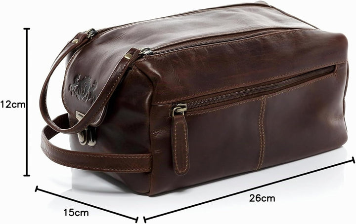 SID & VAIN Kulturtasche Herren Bristol aus Premium Leder I Waschtasche XL gross für Herren und Damen
