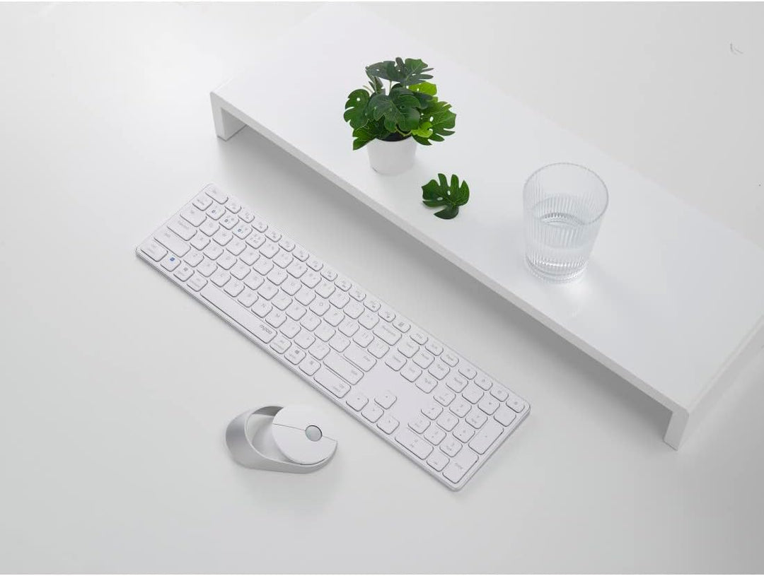 Rapoo 9850M kabelloses Tastatur-Maus Set Wireless Deskset 1600 DPI Sensor wiederaufladbarer Akku fla