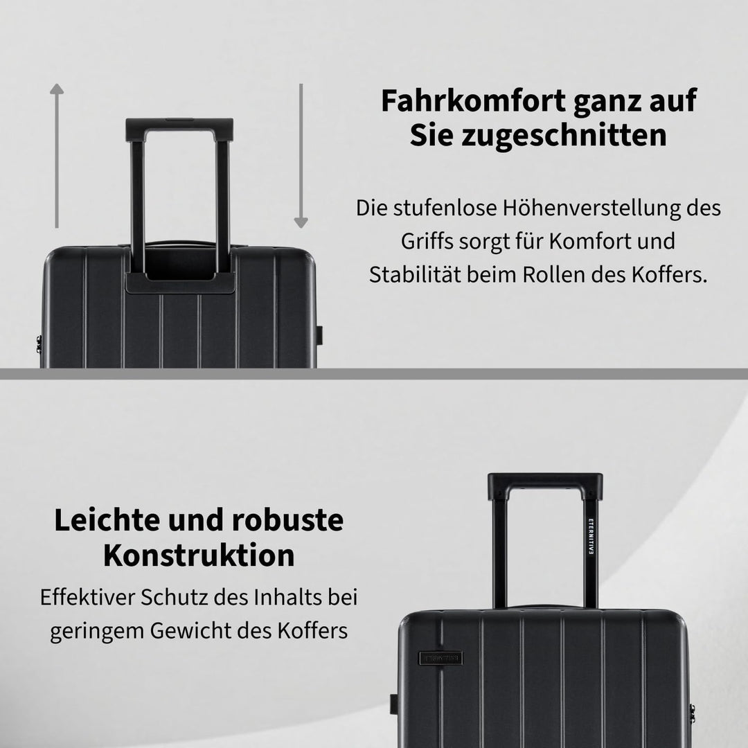 ETERNITIVE - Koffer Reisekoffer Hartschale aus ABS |Reisetrolley Leicht mit 4 Zwillingsrollen 360° |
