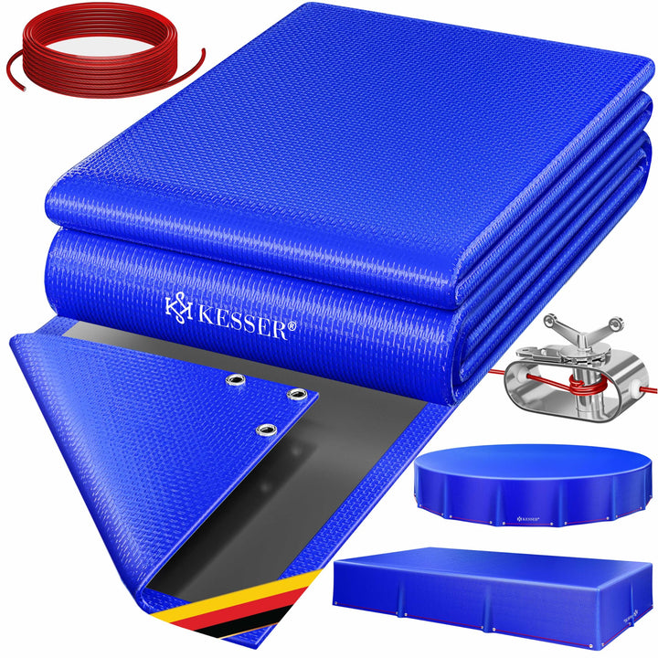 KESSER® Solar Poolabdeckung Pool Abdeckplane Rechteckig 410x220cm Poolplane 200g/m² PE Material Inkl