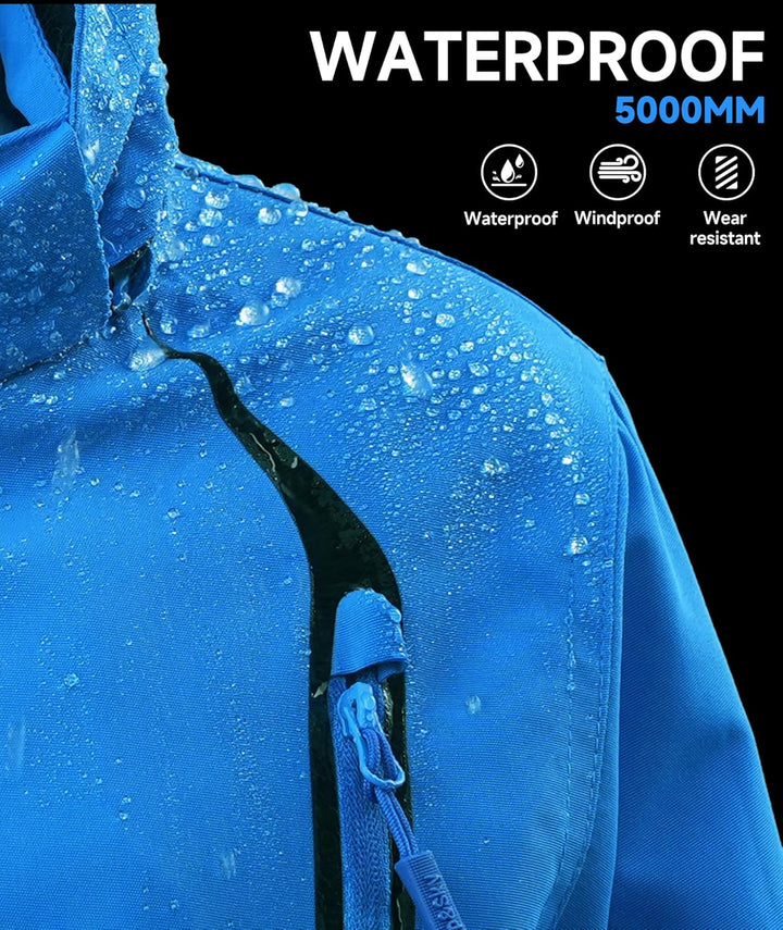 YoungSoul Kinder wasserdichte Regenjacke mit Abnehmbarer Kapuze, Blau