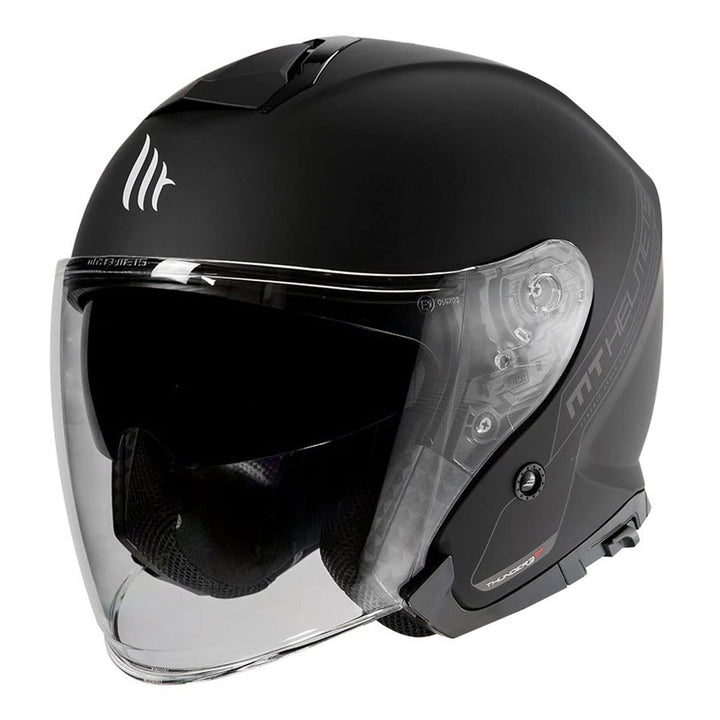 MT Helmets MT Helm Thunder III Jet Mattschwarz | Klares Visier | | Microlock-Verschluss | Polycarbon