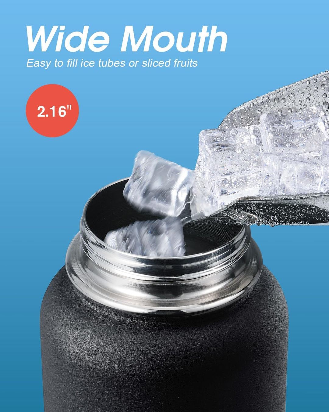 Coolflask 1180ml Isolierte Wasserflasche mit Strohhalm und 3 Deckeln, Metallwasserflasche für Sport