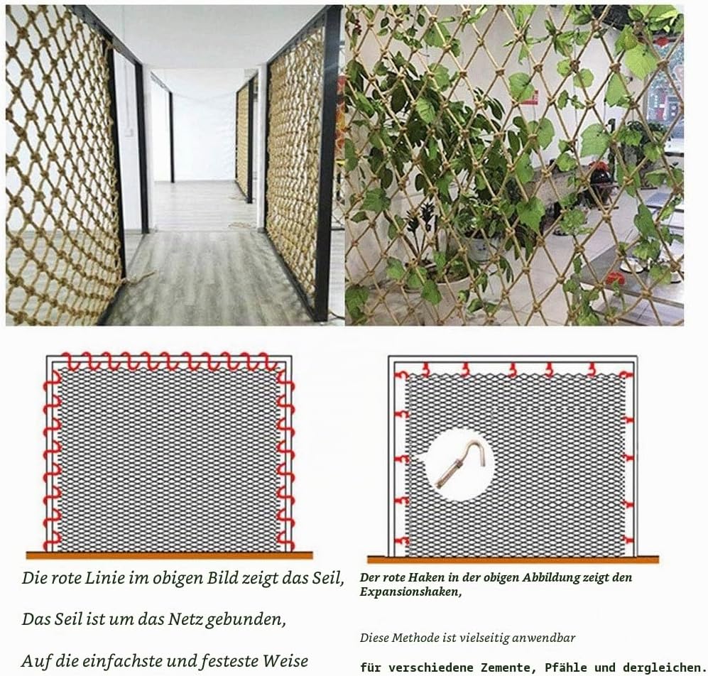 SSWZHANG Kinder Sicherheitsnetz,Hanfseilnetz,Kletternetz,Balkontreppennetz,Fotowanddekoration Trennw