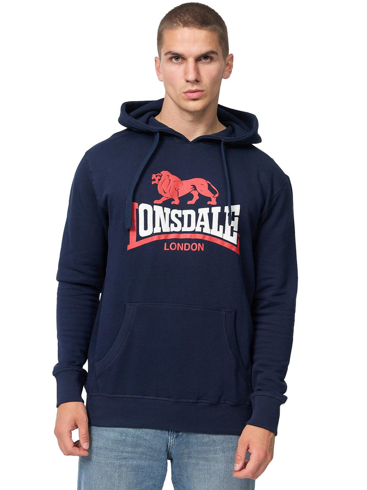 Lonsdale London Thurning Männer Kapuzenpullover Bordeaux Basics, Casual Wear, Streetwear S Navy/Red/