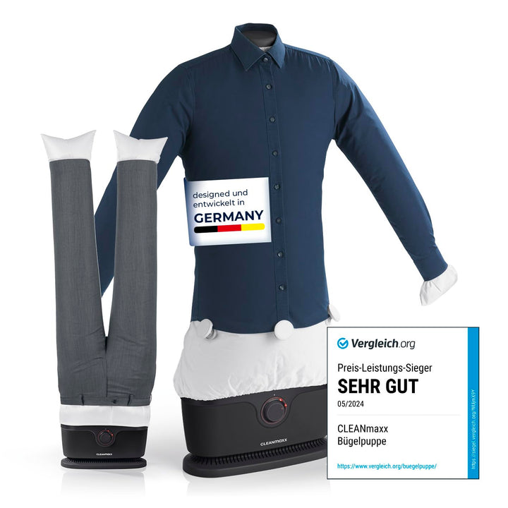 CLEANmaxx automatischer Hemdenbügler PRO mit Hosenaufsatz | Ersetzt Bügeleisen, Dampfglätter, Steame