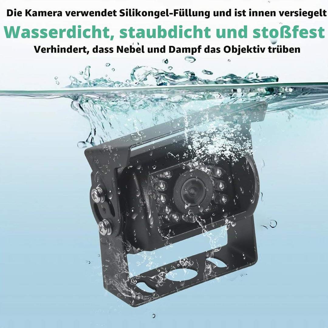 Rückfahrkamera, HD 18 Infrarot LEDs Nachtsicht Rückfahrkamera mit 4 Pin Aviation Stecker, IP68 wasse