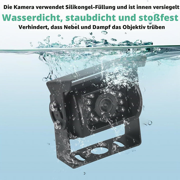 Rückfahrkamera, HD 18 Infrarot LEDs Nachtsicht Rückfahrkamera mit 4 Pin Aviation Stecker, IP68 wasse