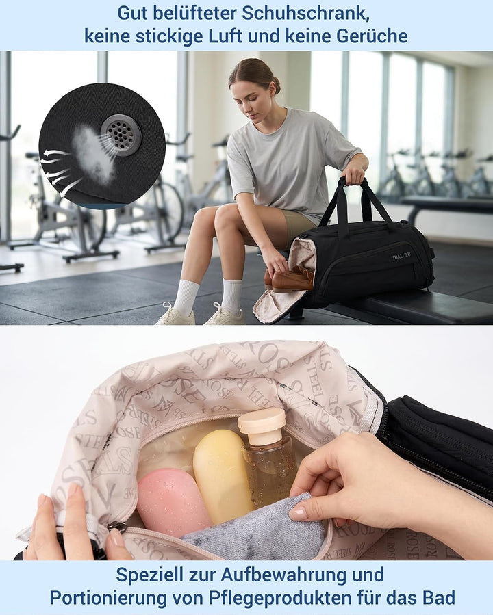 Sporttasche mit Rucksackfunktion - Reisetasche mit Schuhfach und Nassfach, Wasserdicht Gym Bag für H
