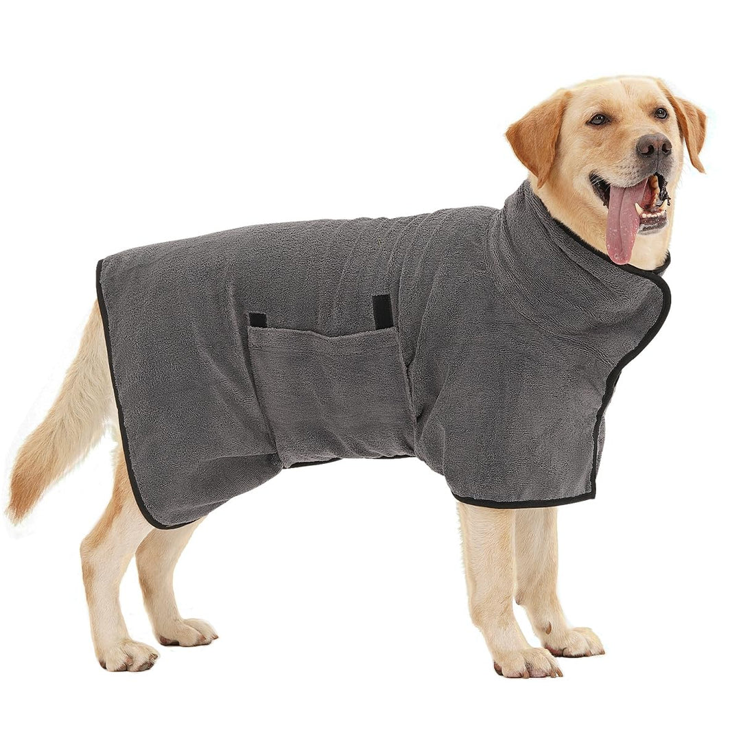 HezzLuv Bademantel Für Hunde, Hundebademantel Aus Mikrofaser Für Mittlere Und Grosse Hunde, Saugfähi