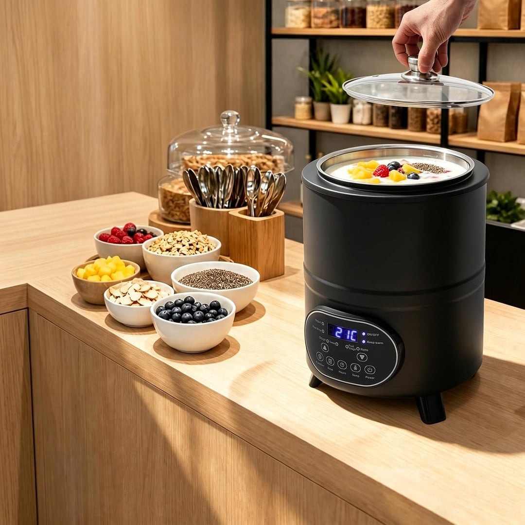 Joghurtmaschine 8 Liter, Edelstahl 304, Joghurtbereiter mit Temperaturregelung 25-80°C, für Fruchtes